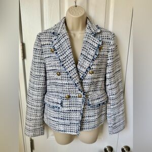 💙🤍 NWOT Women's Blue Tweed Jacket